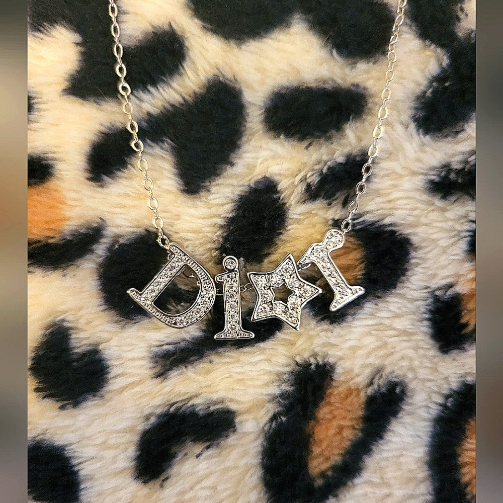 Stainless Steel Dior Style Necklace Zirconia Rhinestones!